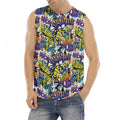 Graffiti Text Pattern Print Men's Fitness Tank Top