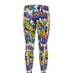 Graffiti Text Pattern Print Men's leggings