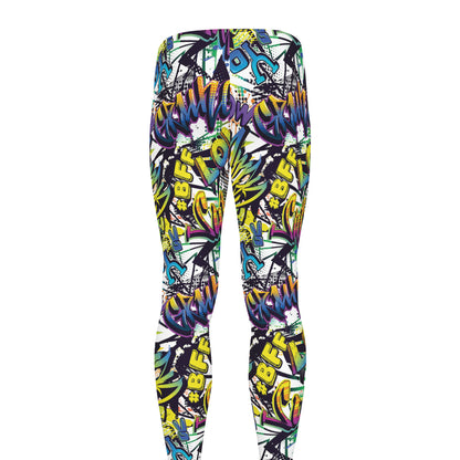 Graffiti Text Pattern Print Men's leggings