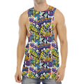 Graffiti Text Pattern Print Men's Muscle Tank Top