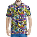 Graffiti Text Pattern Print Men's Polo Shirt