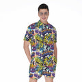 Graffiti Text Pattern Print Men's Romper