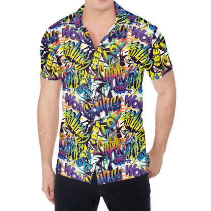 Graffiti Text Pattern Print Men's Shirt