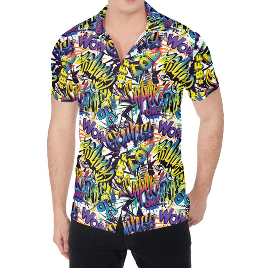 Graffiti Text Pattern Print Men's Shirt