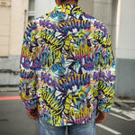 Graffiti Text Pattern Print Men's Shirt Jacket