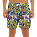 Graffiti Text Pattern Print Men's Split Running Shorts