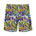 Graffiti Text Pattern Print Men's Athletic Shorts
