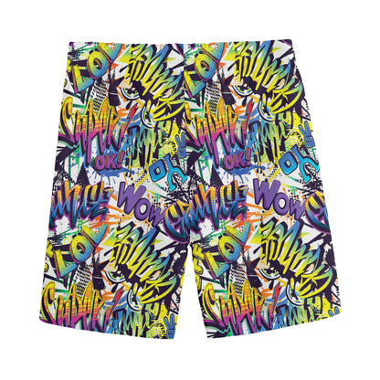 Graffiti Text Pattern Print Men's Sports Shorts