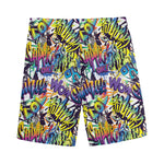 Graffiti Text Pattern Print Men's Sports Shorts