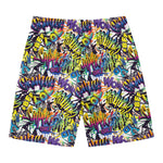 Graffiti Text Pattern Print Men's Swim Trunks