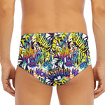 Graffiti Text Pattern Print Men's Triangle Swim Briefs
