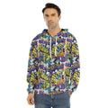 Graffiti Text Pattern Print Men's Velvet Pullover Hoodie