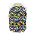 Graffiti Text Pattern Print Mesh Laundry Hamper