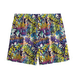 Graffiti Text Pattern Print Mesh Shorts