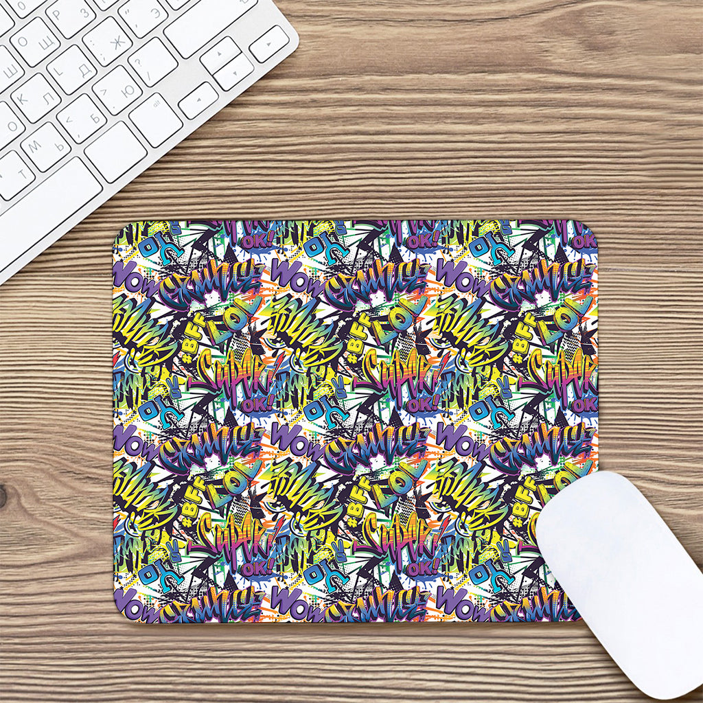 Graffiti Text Pattern Print Mouse Pad