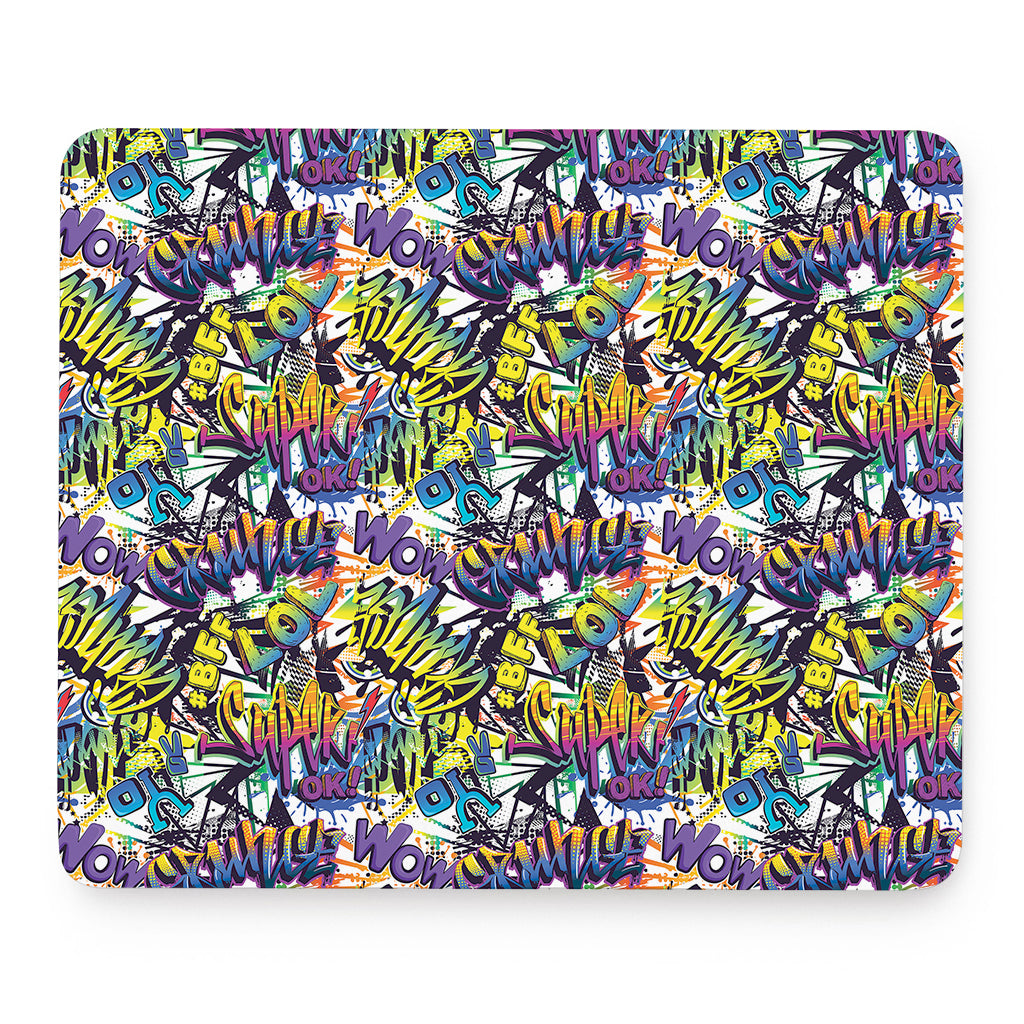 Graffiti Text Pattern Print Mouse Pad