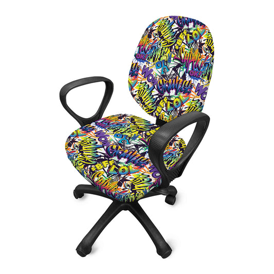 Graffiti Text Pattern Print Office Chair Cover