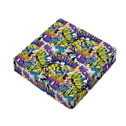Graffiti Text Pattern Print Outdoor Seat Cushion Cover