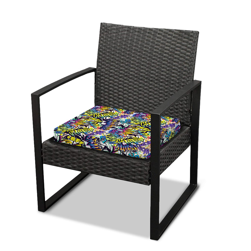 Graffiti Text Pattern Print Outdoor Seat Cushion Cover