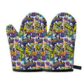 Graffiti Text Pattern Print Oven Mitts