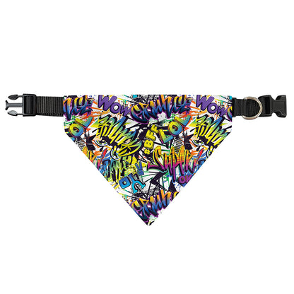 Graffiti Text Pattern Print Over The Collar Dog Bandana