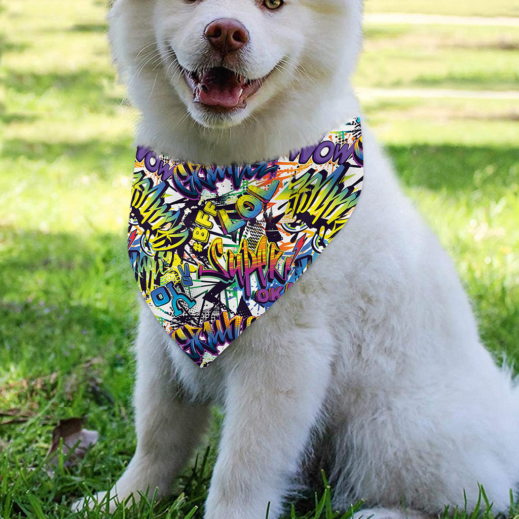 Graffiti Text Pattern Print Over The Collar Dog Bandana