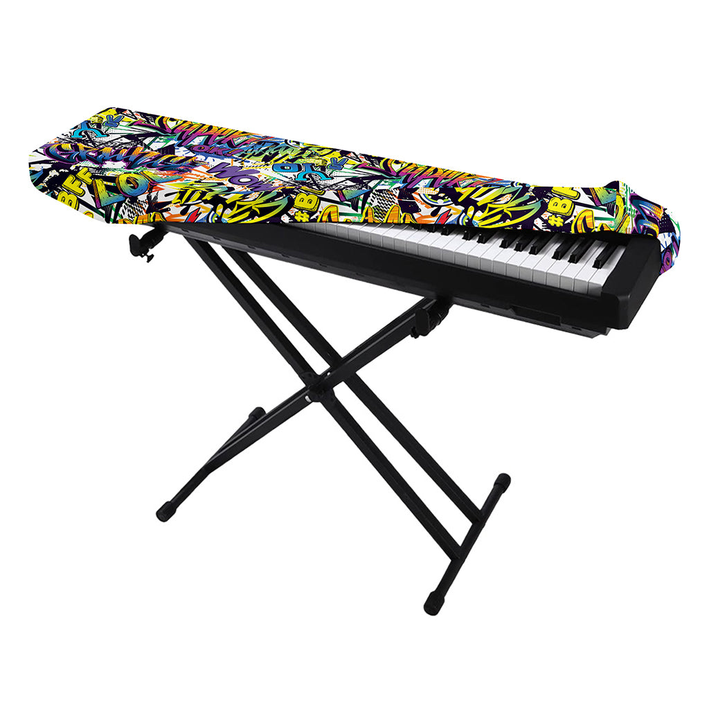 Graffiti Text Pattern Print Piano Keyboard Cover