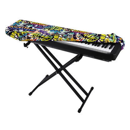 Graffiti Text Pattern Print Piano Keyboard Cover
