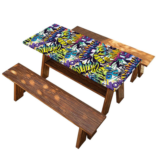 Graffiti Text Pattern Print Picnic Table Cover