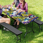Graffiti Text Pattern Print Picnic Table Cover
