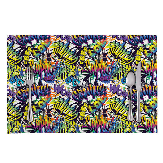 Graffiti Text Pattern Print Placemat