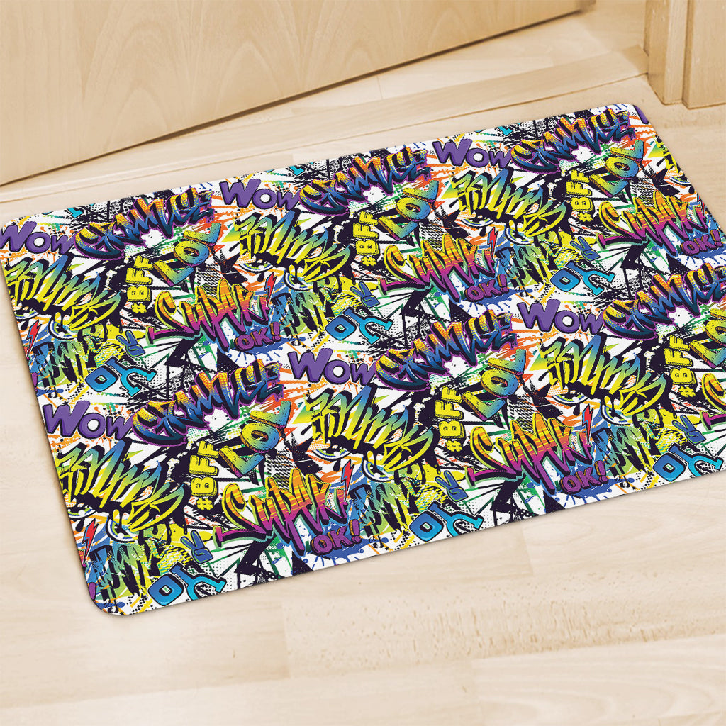 Graffiti Text Pattern Print Polyester Doormat