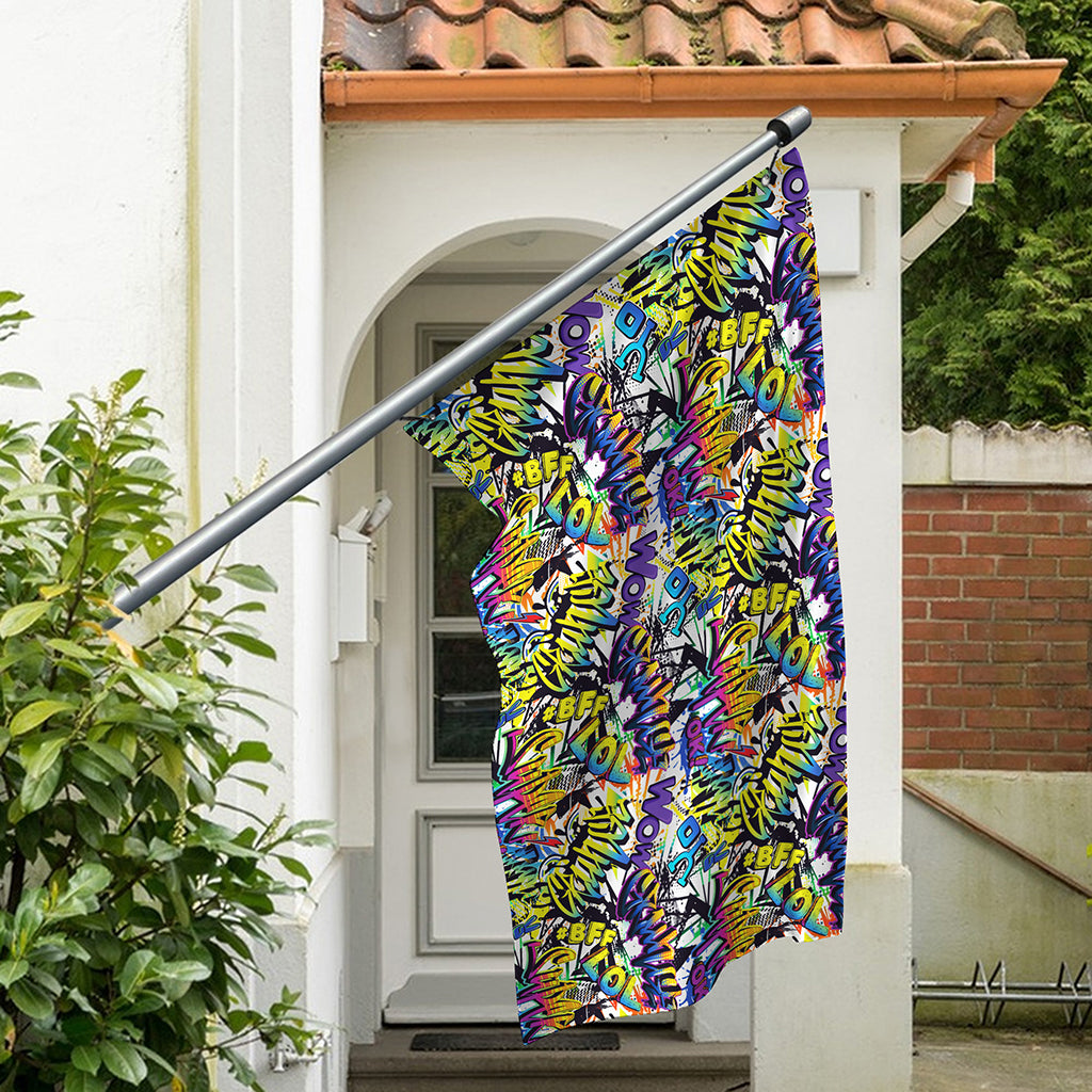 Graffiti Text Pattern Print Polyester Flag