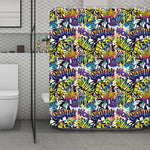 Graffiti Text Pattern Print Polyester Shower Curtain