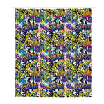 Graffiti Text Pattern Print Polyester Shower Curtain