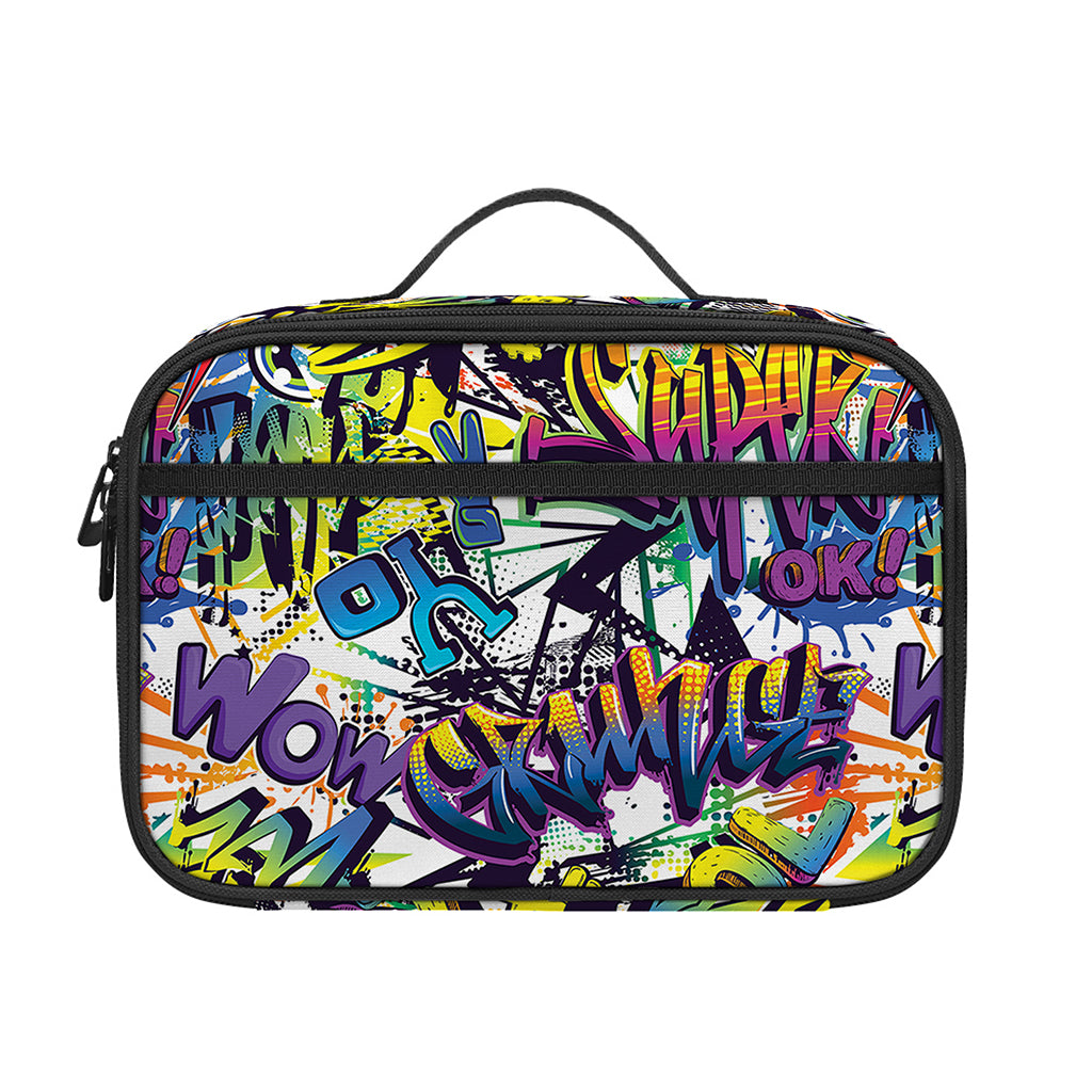 Graffiti Text Pattern Print Portable Lunch Bag