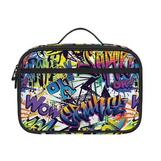 Graffiti Text Pattern Print Portable Lunch Bag