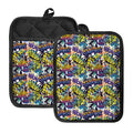 Graffiti Text Pattern Print Pot Holders With Pocket
