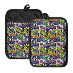 Graffiti Text Pattern Print Pot Holders With Pocket