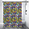 Graffiti Text Pattern Print Premium Shower Curtain