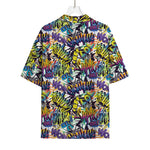 Graffiti Text Pattern Print Rayon Hawaiian Shirt