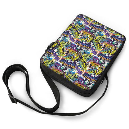 Graffiti Text Pattern Print Rectangular Crossbody Bag