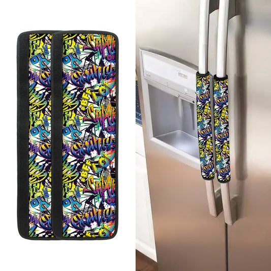 Graffiti Text Pattern Print Refrigerator Handle Covers