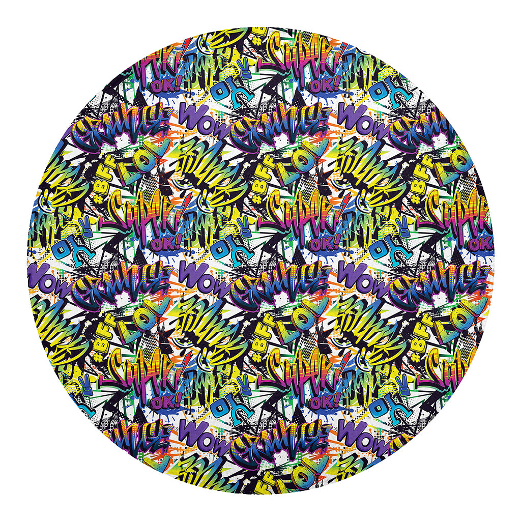 Graffiti Text Pattern Print Round Blanket