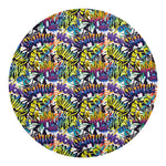 Graffiti Text Pattern Print Round Blanket