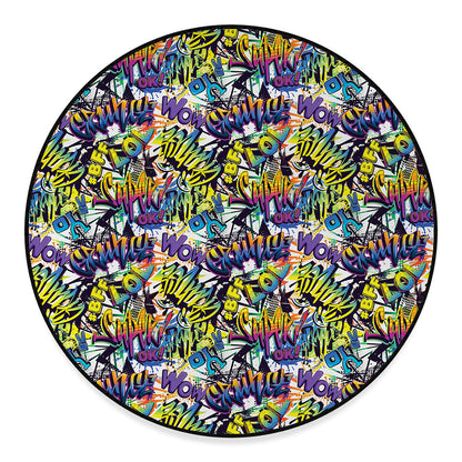 Graffiti Text Pattern Print Round Floor Mat