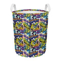 Graffiti Text Pattern Print Round Laundry Basket