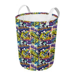 Graffiti Text Pattern Print Round Laundry Basket