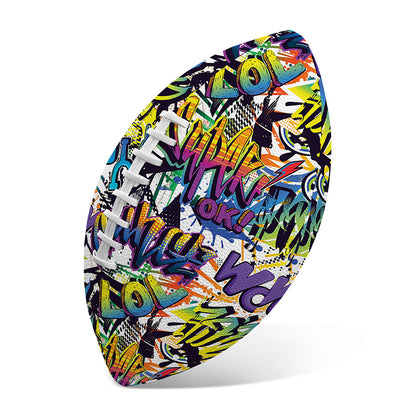 Graffiti Text Pattern Print Rugby Ball