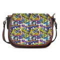 Graffiti Text Pattern Print Saddle Bag